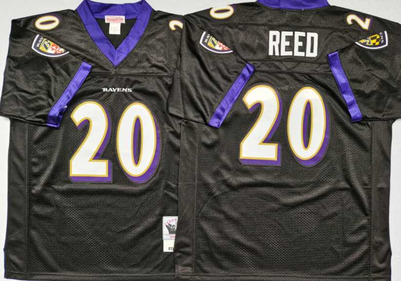 Ravens 20 Ed Reed Black M&N Throwback Jersey->nfl m&n throwback->NFL Jersey